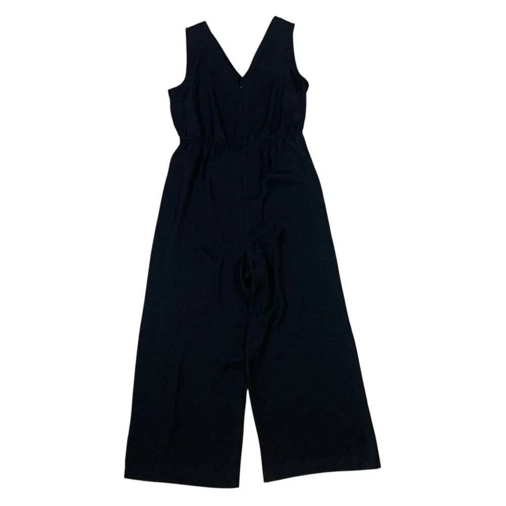 J. Jill Black Sleeveless Wide Leg‎ Jumpsuit L WearEver Collection Belted Casual